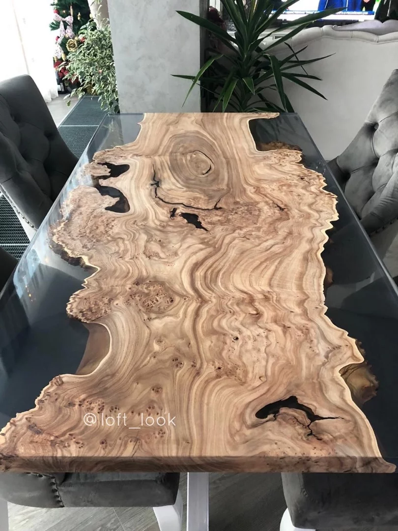 Luxurious table made of burl elm slab — фото 6
