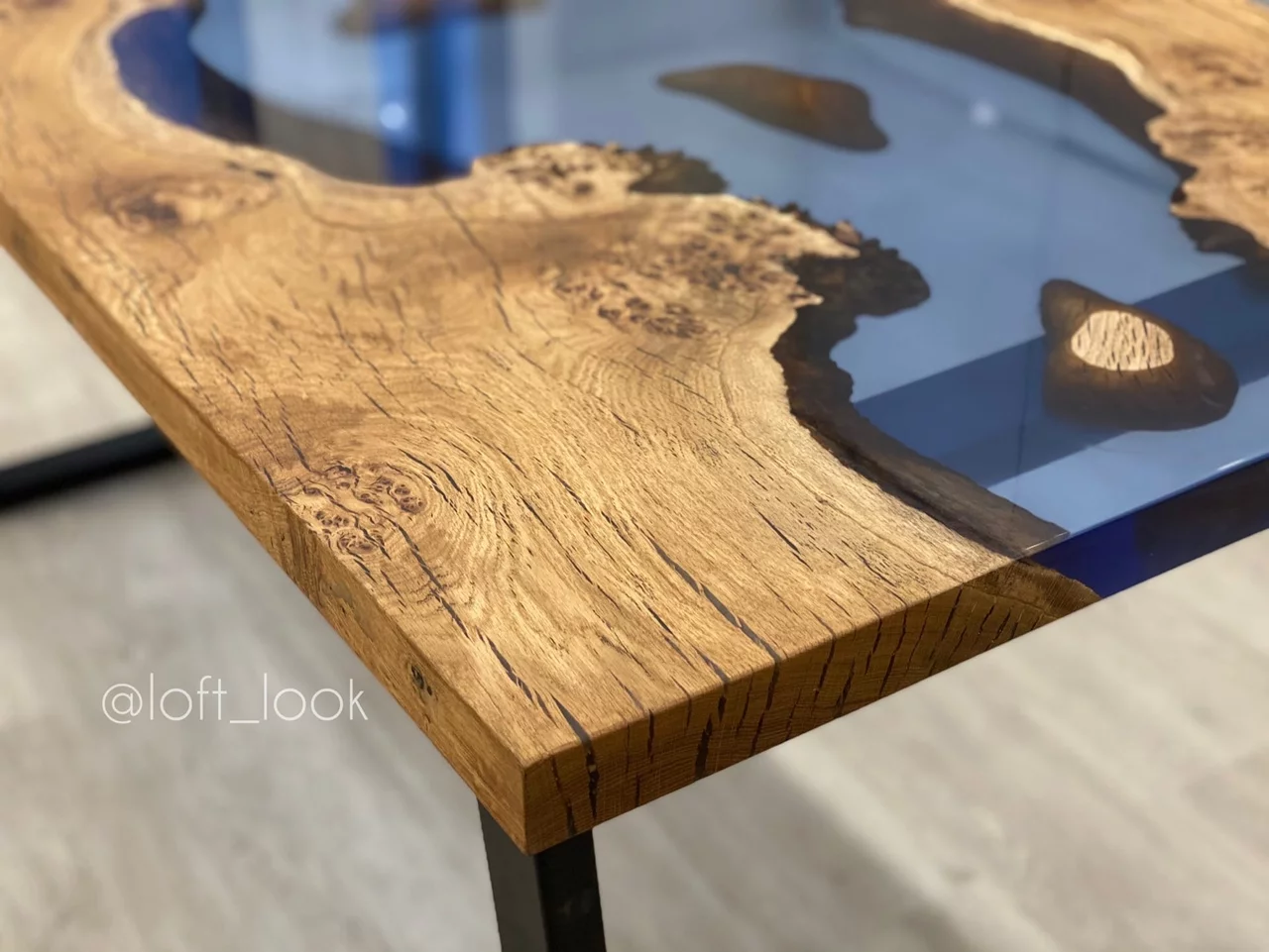 River table with islands of burl oak slabs — фото 10