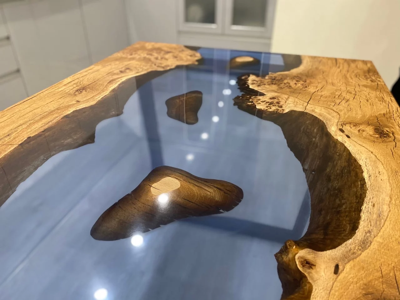 River table with islands of burl oak slabs — фото 7