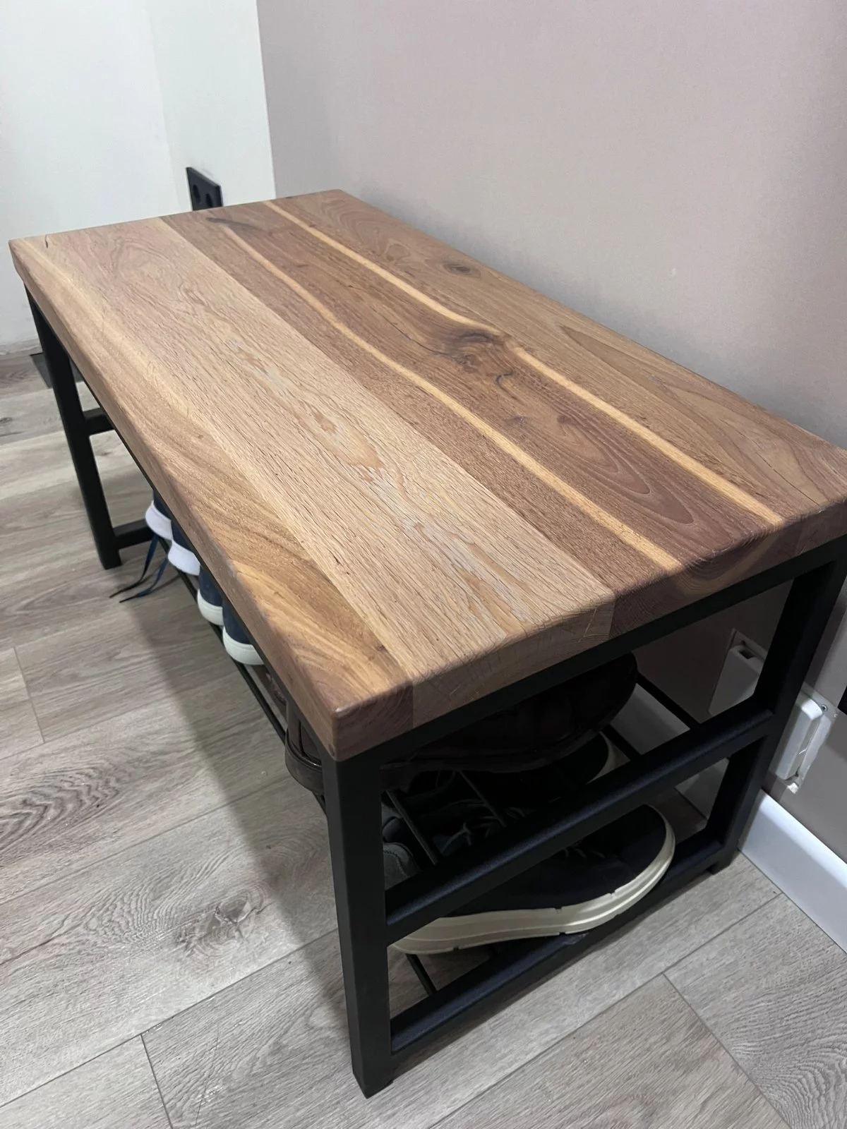 Обувница из дубового щита на металлическом каркасе Loft Look Обувница из дубового щита на металлическом каркасе — фото 2
