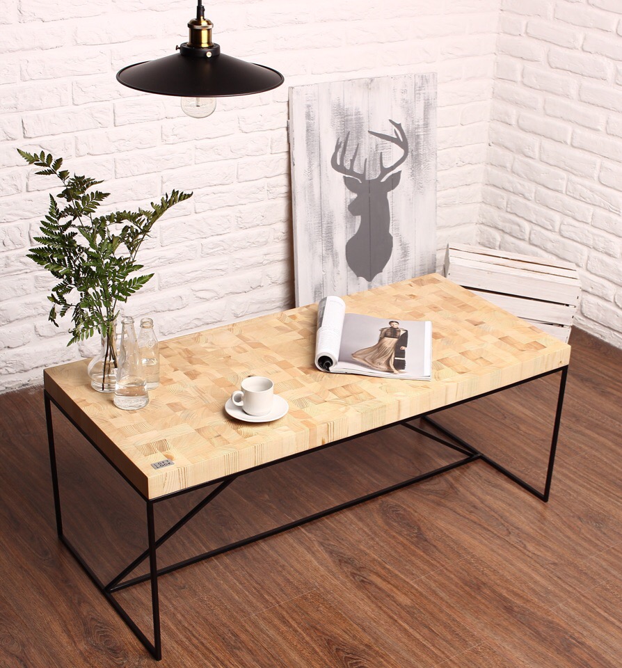 Кофейный офисный столик из торцевых спилов Loft Look Кофейный офисный столик из торцевых спилов