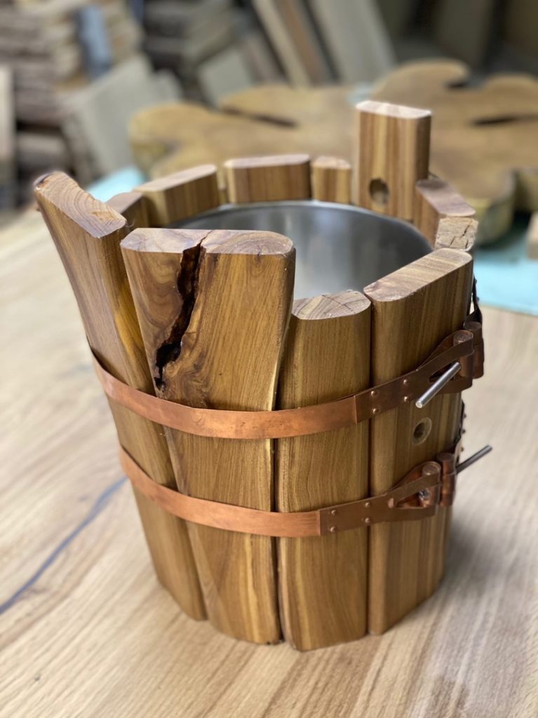 Банное ведро обливное из карагача
