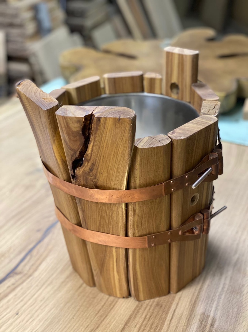 Банное ведро обливное из карагача