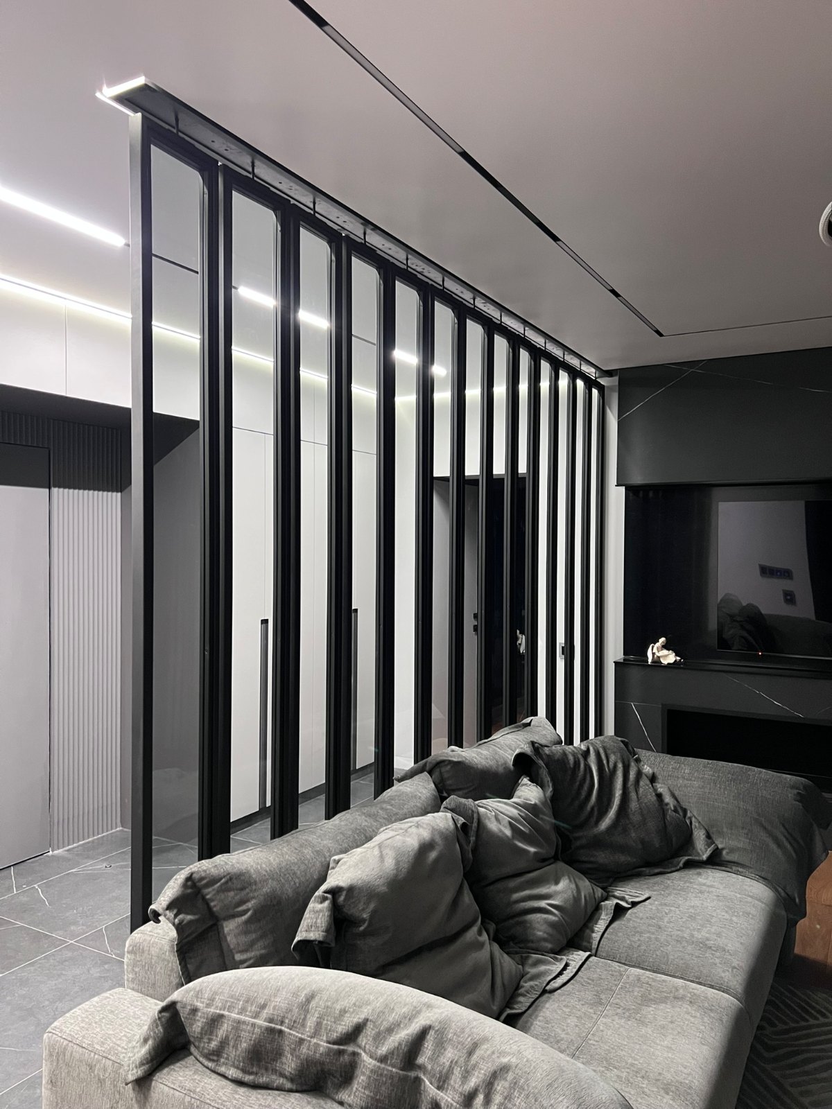 Поворотная перегородка из металла и стекла Loft Look Поворотная перегородка из металла и тонированного стекла — фото 2