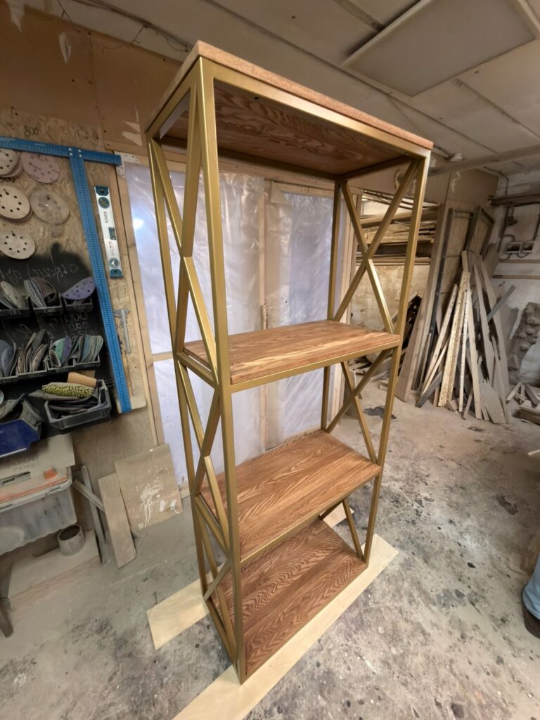 Металлоконструкции на заказ Loft Look Металлокаркас стеллажа с порошковой покраской в золото — LOFT LOOK